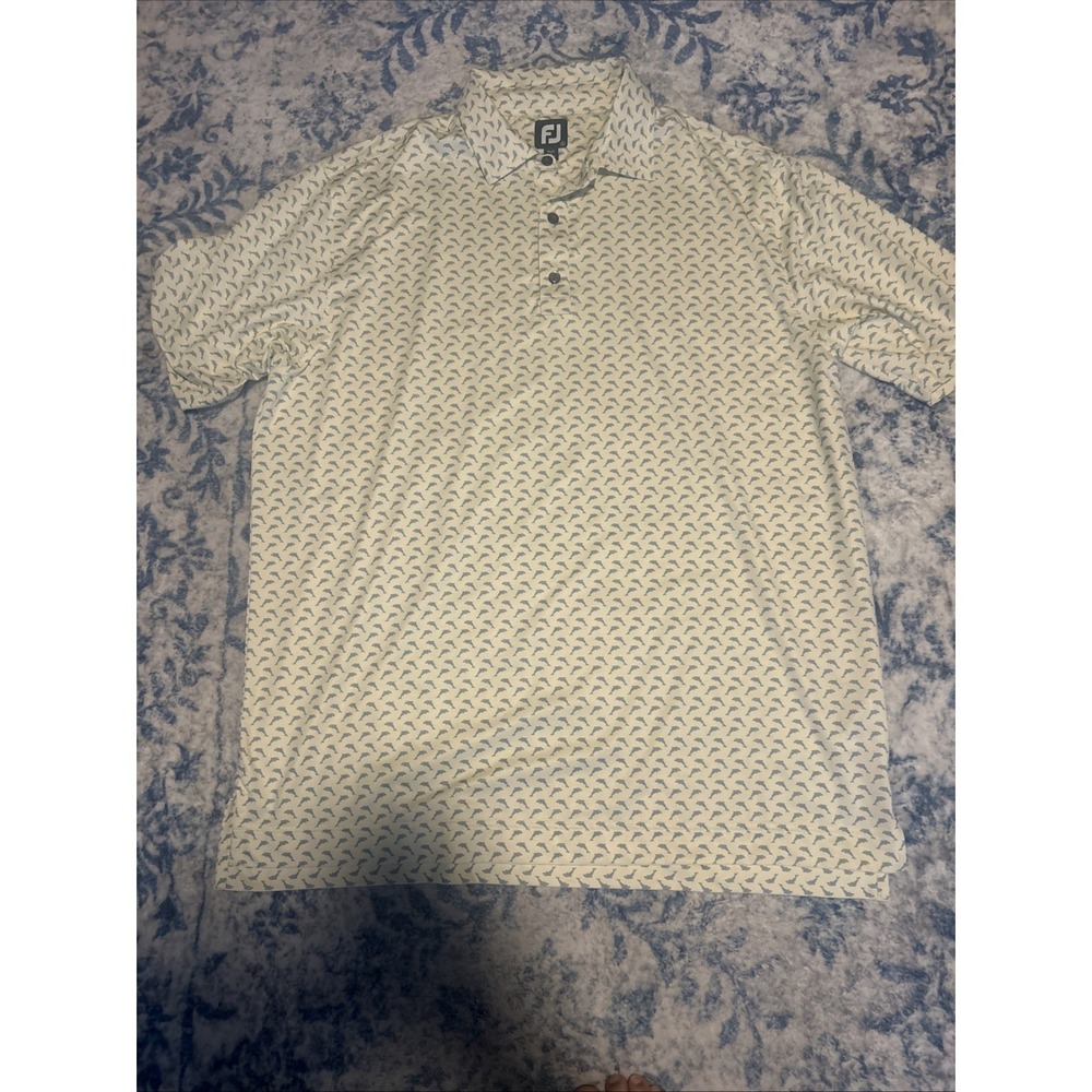 FootJoy FJ Athletic Fit Golf Polo Mens Xl Blue Orca Print Performance Stretch